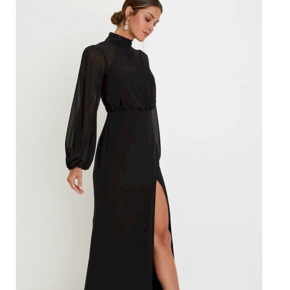 Graceful Entrance Black Long Sleeve Backless Maxi Dress Size Medium NWOT - Picture 8 of 12